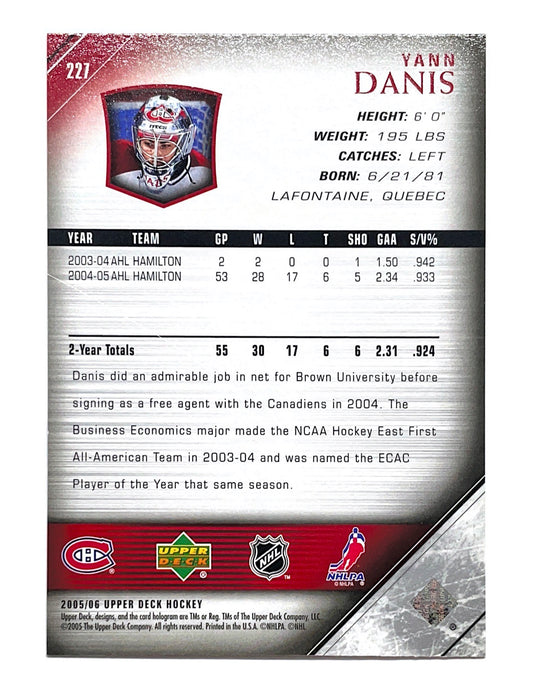 Yann Danis 2005-06 Upper Deck Series 1 Young Guns #227