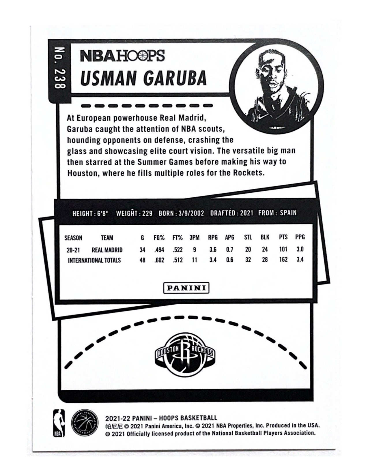 Usman Garuba 2021-22 Panini Hoops Rookie #238