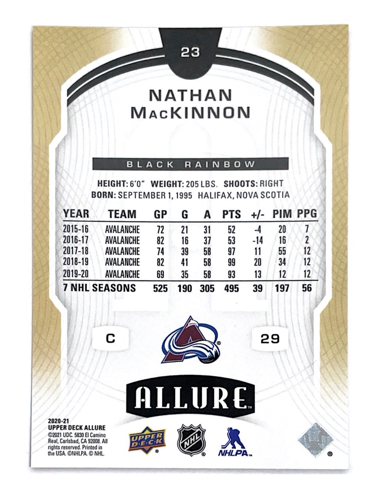 Nathan MacKinnon 2020-21 Upper Deck Allure Black Rainbow #23