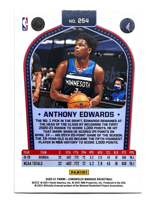 Anthony Edwards 2020-21 Panini Chronicles Marquee Silver #254