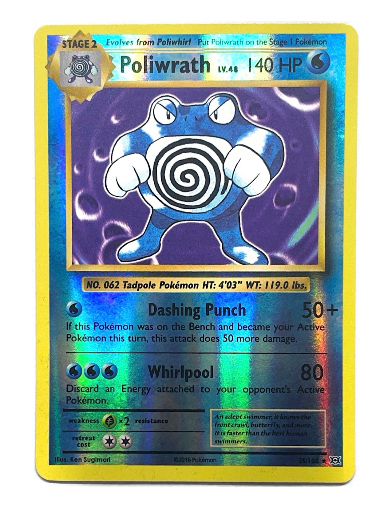 Poliwrath 25/108 Reverse Holo Rare - Evolutions