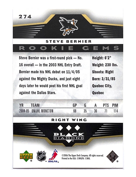 Steve Bernier 2005-06 Upper Deck Black Diamond Rookie Gems #274
