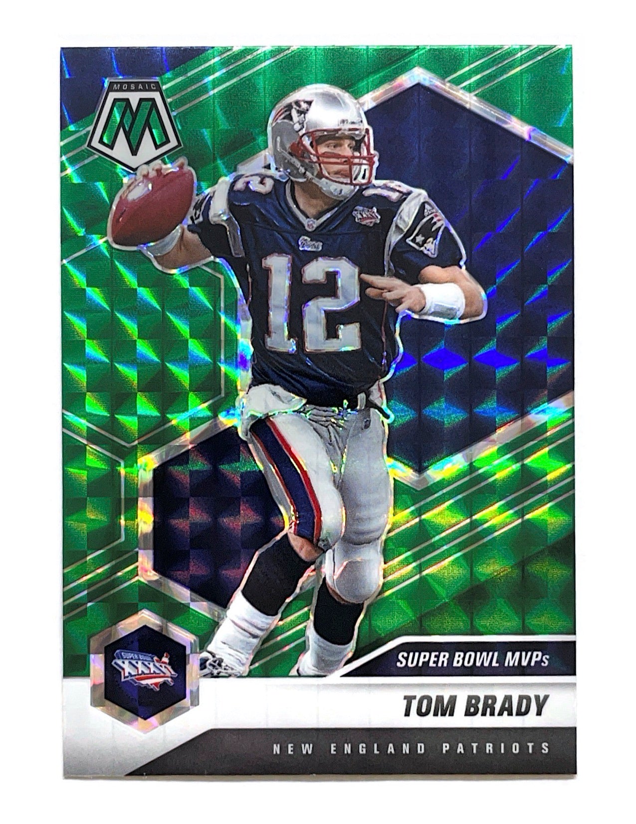 Tom Brady 2021 Panini Mosaic Super Bowl MVPs Green Prizm #281