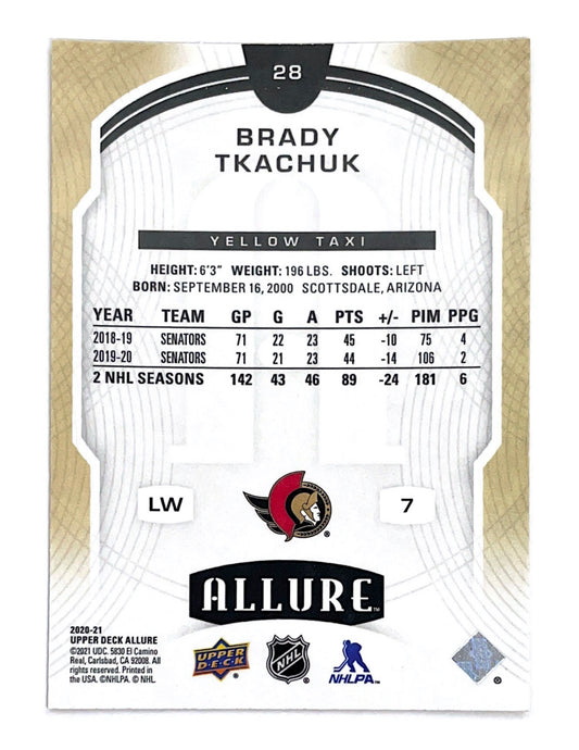 Brady Tkachuk 2020-21 Upper Deck Allure Yellow Taxi #28