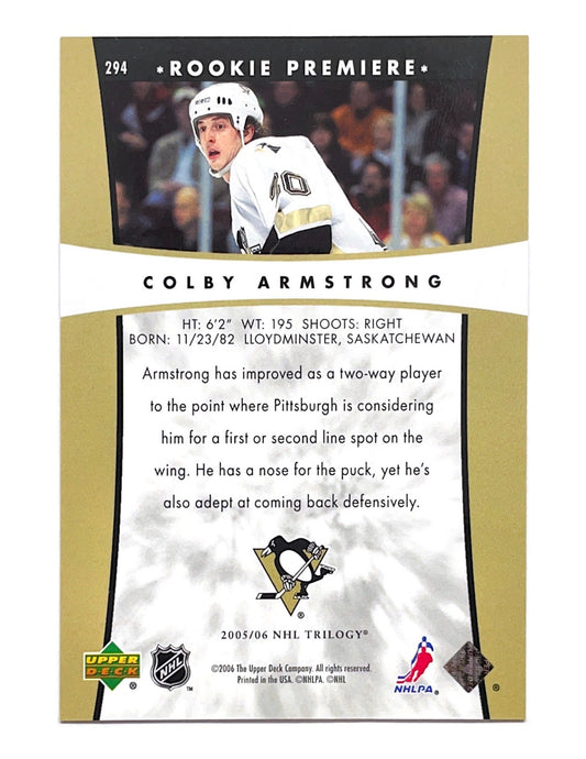 Colby Armstrong 2005-06 Upper Deck Trilogy Rookie Premiere #294 - 128/999