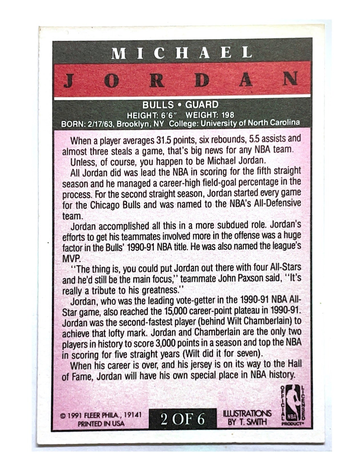 Michael Jordan 1991-92 Fleer #2of6