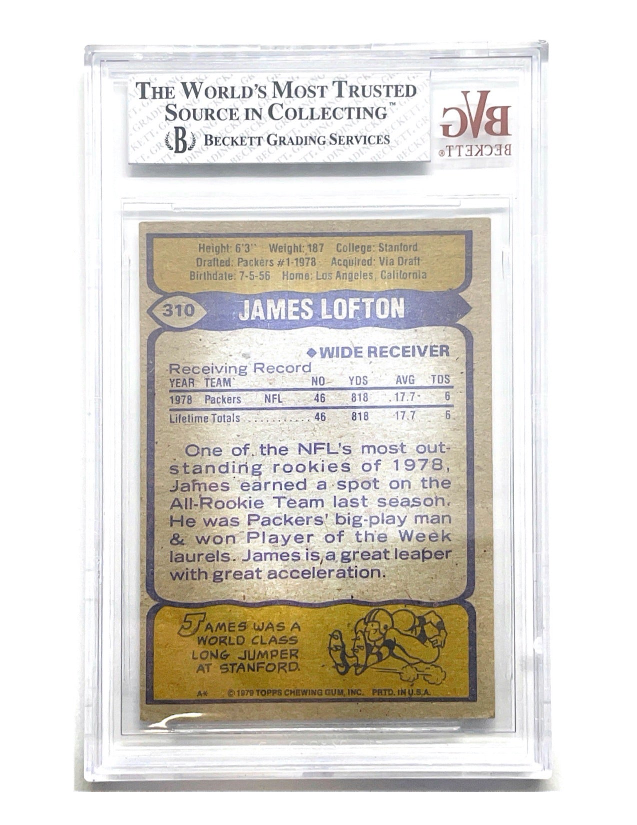 James Lofton 1979 Topps Rookie #310 - BGS 5.5