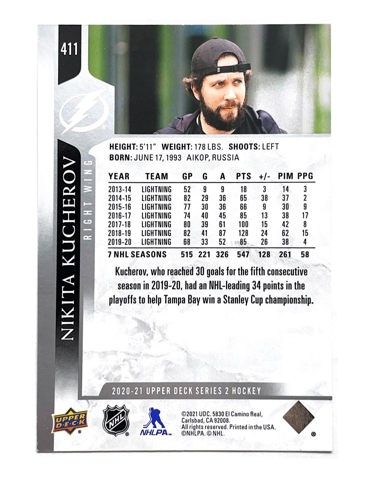 Nikita Kucherov 2020-21 Upper Deck Series 2 Suit Variation #411