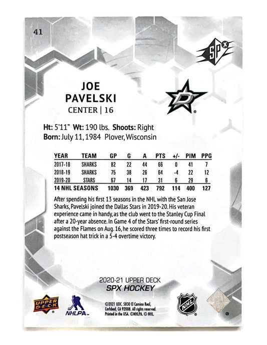 Joe Pavelski 2020-21 Upper Deck SPx #41 - 041/299