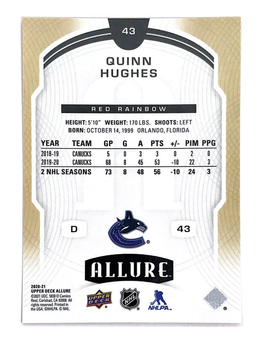 Quinn Hughes 2020-21 Upper Deck Allure Red Rainbow #43