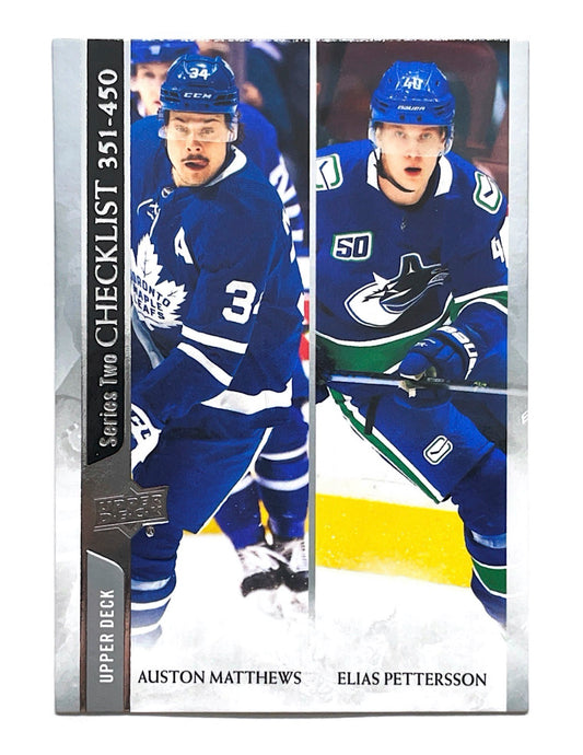 Auston Matthews/Elias Pettersson 2020-21 Upper Deck Series 2 Checklist #450