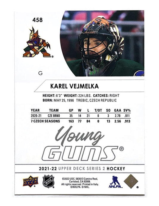 Karel Vejmelka 2021-22 Upper Deck Series 2 Young Guns #458
