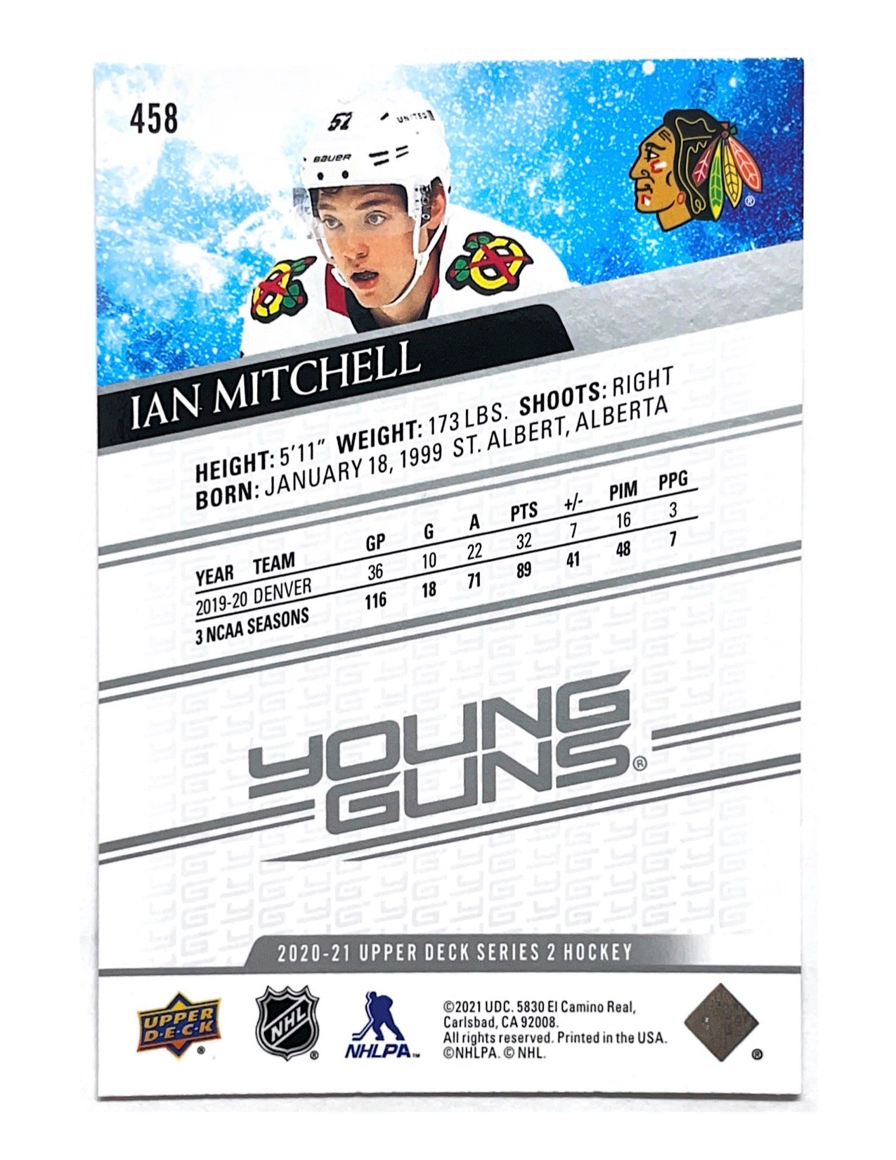 Ian Mitchell 2020-21 Upper Deck Series 2 Young Guns #458