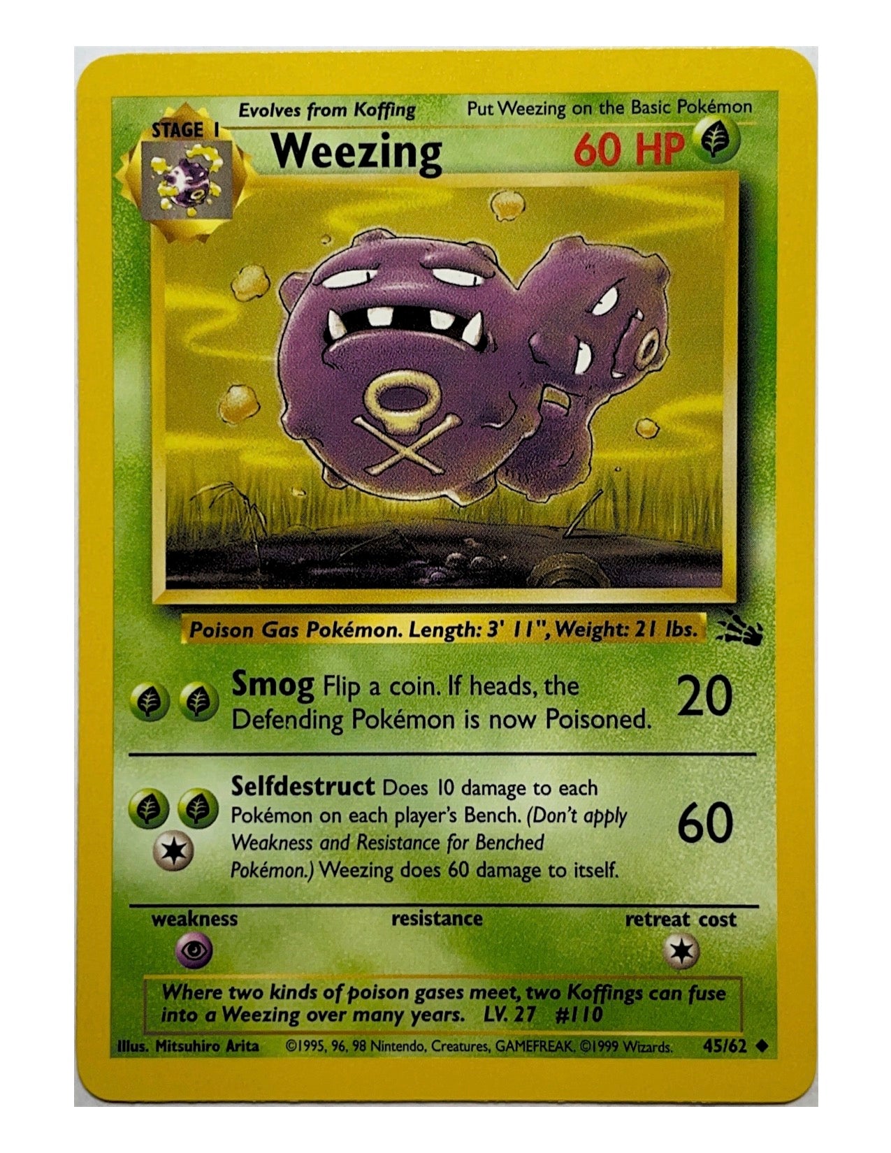 Weezing 45/62 Uncommon - Unlimited - Fossil