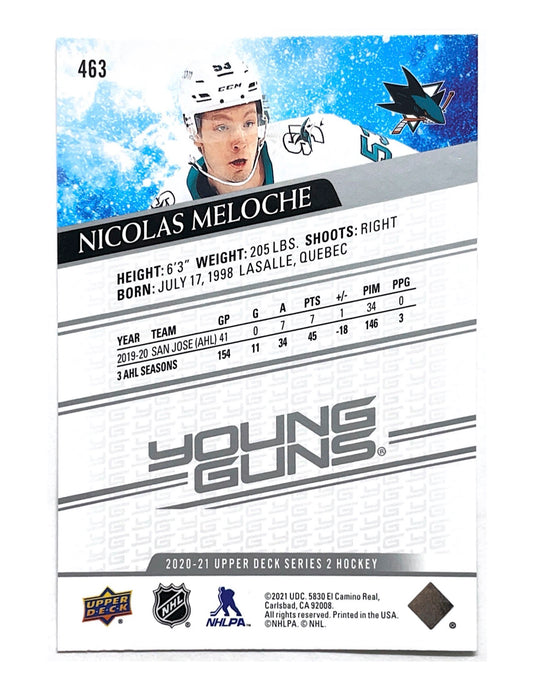 Nicolas Meloche 2020-21 Upper Deck Series 2 Young Guns #463