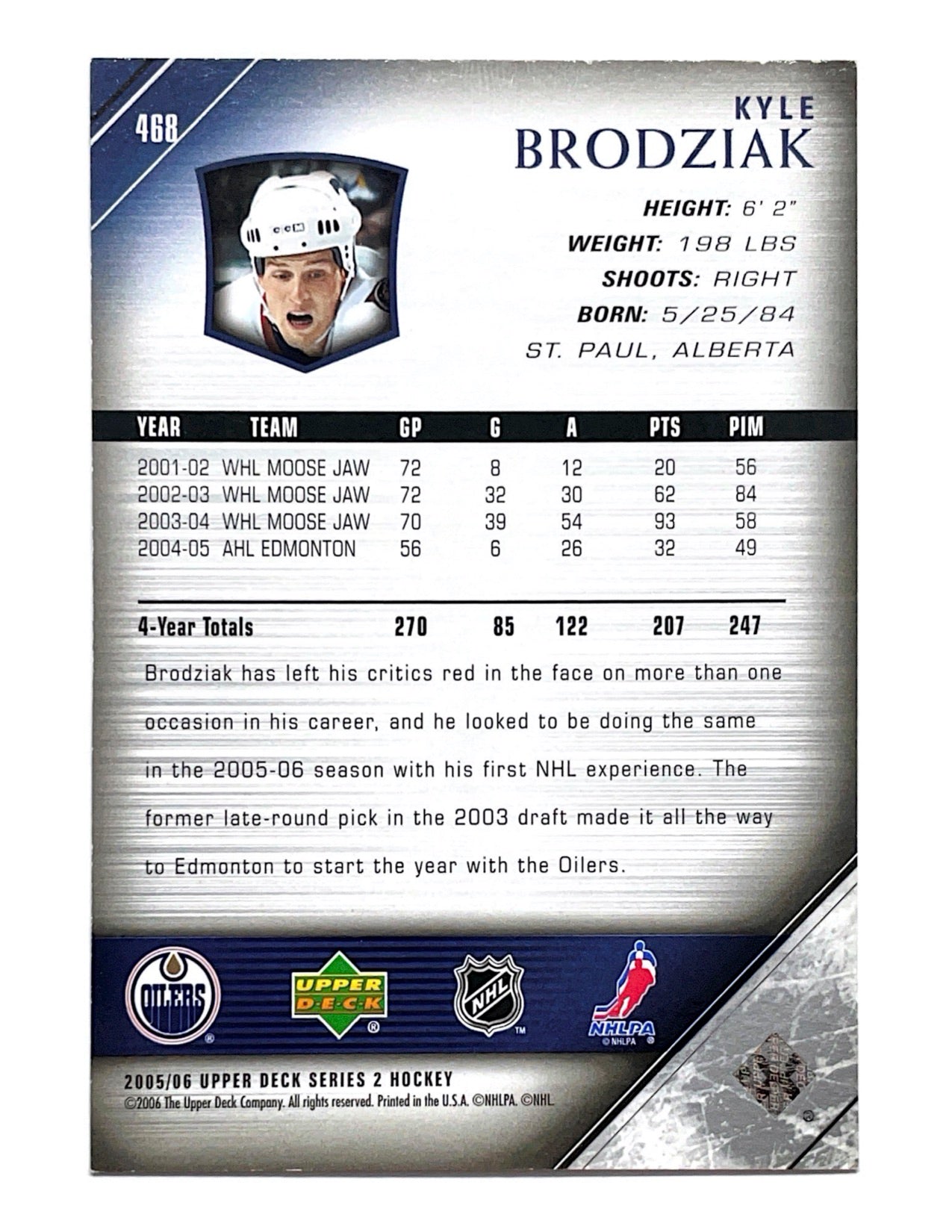 Kyle Brodziak 2005-06 Upper Deck Series 2 Young Guns #468