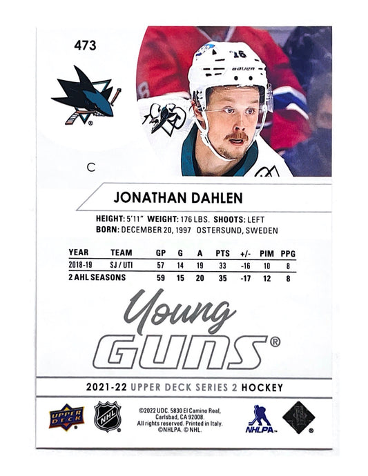 Jonathan Dahlen 2021-22 Upper Deck Series 2 Young Guns #473