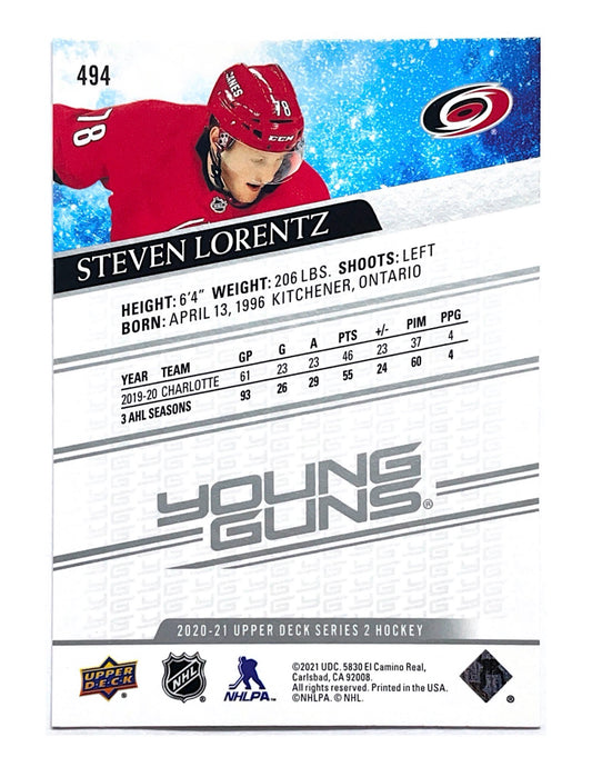 Steven Lorentz 2020-21 Upper Deck Series 2 Young Guns #494