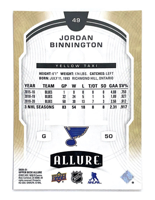 Jordan Binnington 2020-21 Upper Deck Allure Yellow Taxi #49