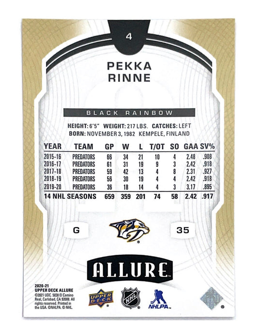 Pekka Rinne 2020-21 Upper Deck Allure Black Rainbow #4