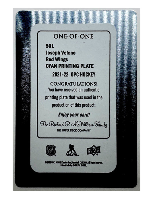 Joe Veleno 2021-22 Upper Deck O-Pee-Chee Retro Cyan Printing Plate #501 - 1/1
