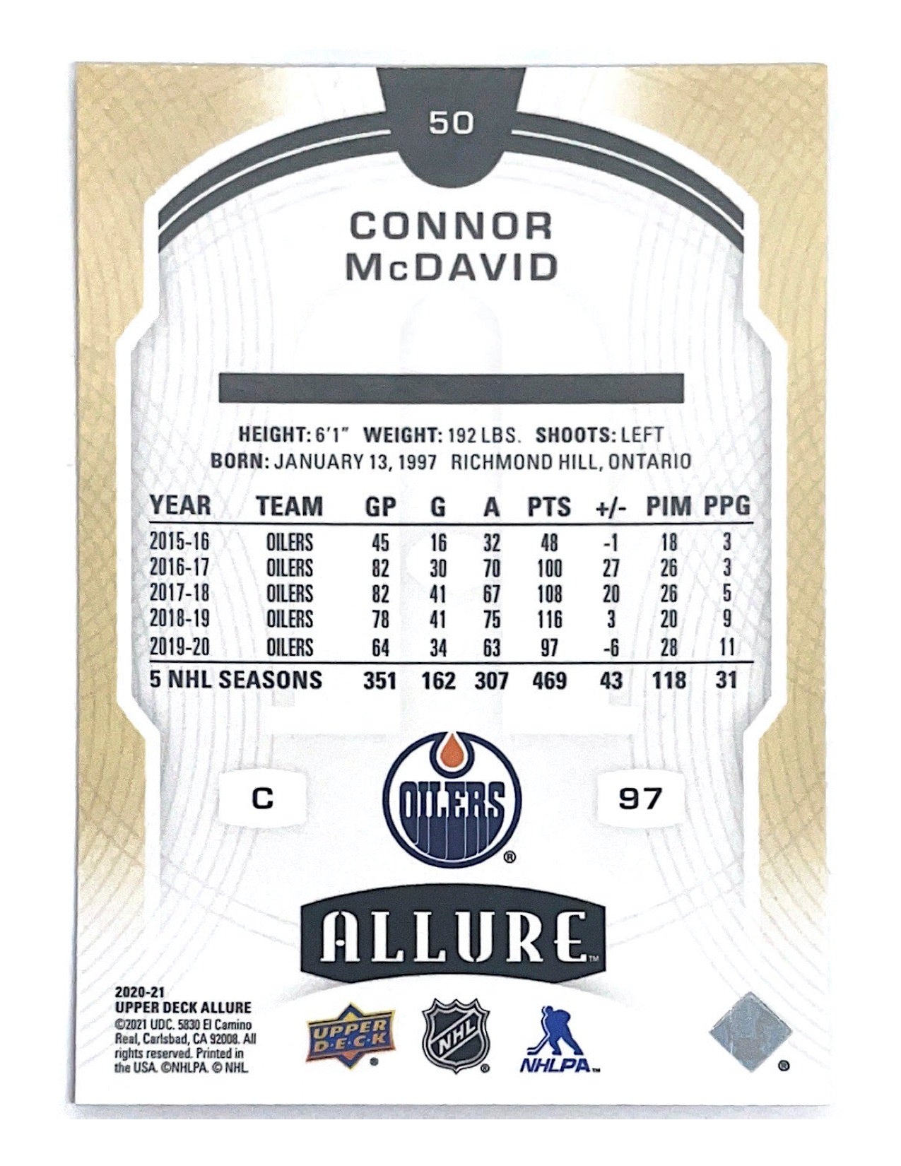 Connor McDavid 2020-21 Upper Deck Allure #50