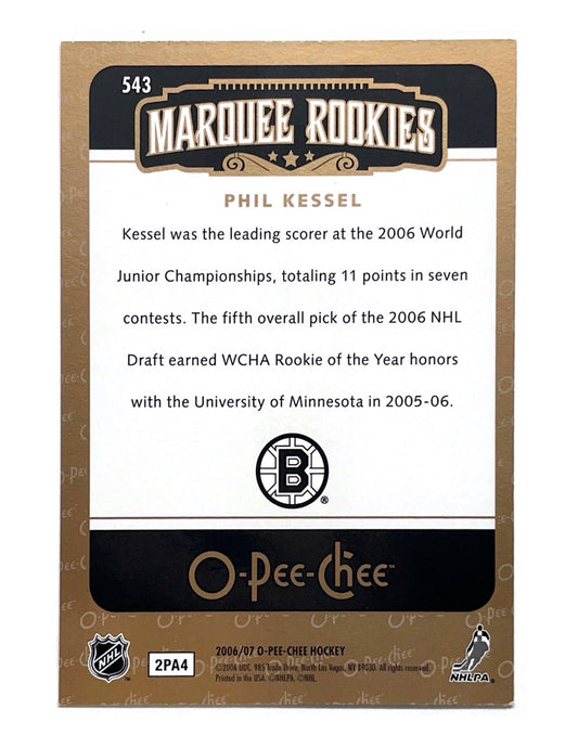 Phil Kessel 2006-07 O-Pee-Chee Marquee Rookies #543