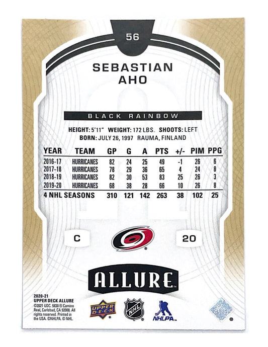 Sebastian Aho 2020-21 Upper Deck Allure Black Rainbow #56