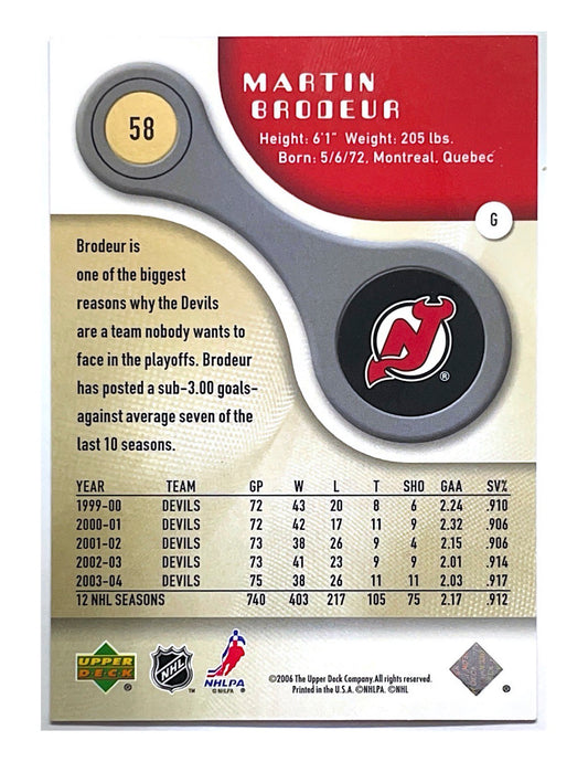 Martin Brodeur 2005-06 Upper Deck SP Game Used Gold #58 - 042/100