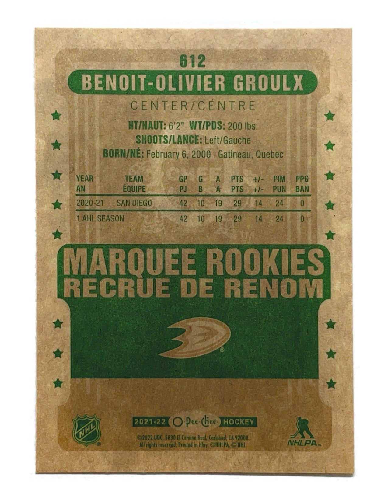Benoit-Olivier Groulx 2021-22 Upper Deck Series 2 Marquee Rookies Retro #612