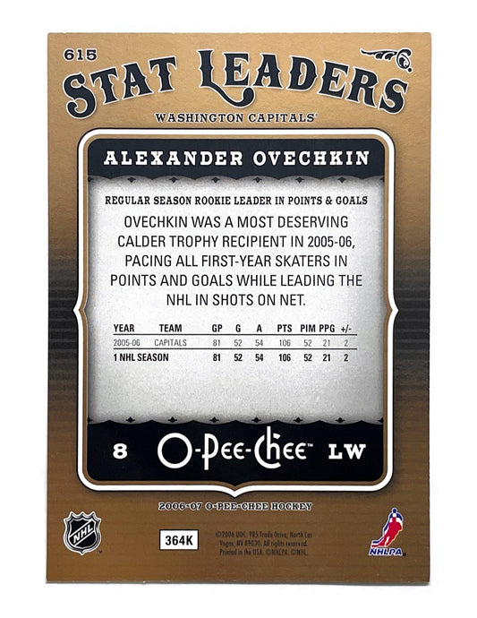Alexander Ovechkin 2006-07 O-Pee-Chee Stat Leaders #615