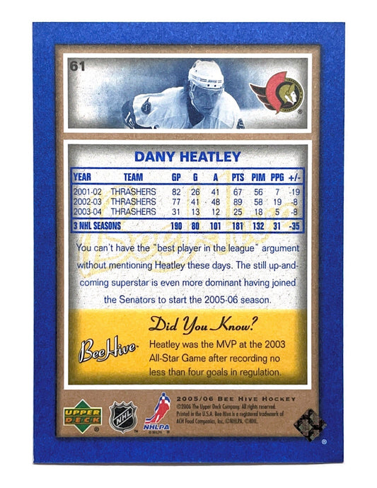 Dany Heatley 2005-06 Upper Deck Bee Hive Blue #61