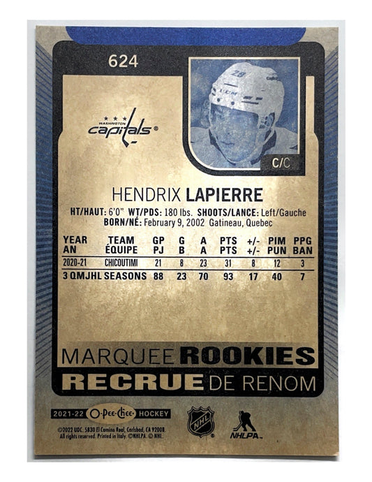 Hendrix Lapierre 2021-22 Upper Deck Series 2 Marquee Rookies Blue Border #624