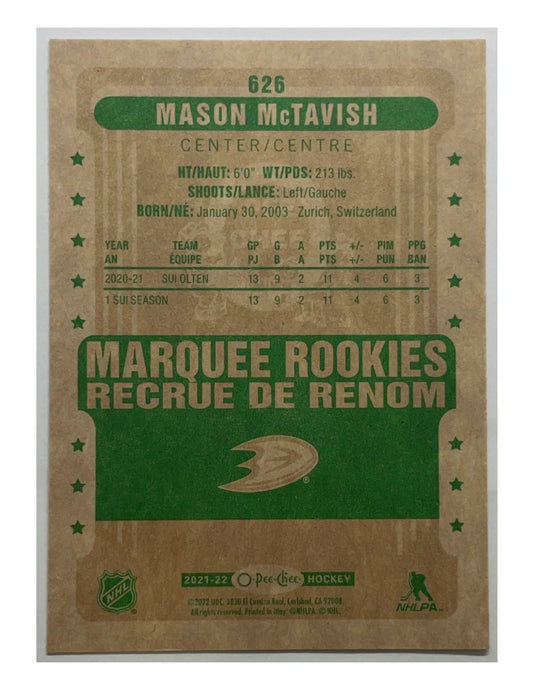 Mason McTavish 2021-22 Upper Deck Series 2 Marquee Rookies Retro #626