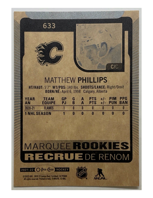 Matthew Phillips 2021-22 Upper Deck Series 2 Marquee Rookies #633
