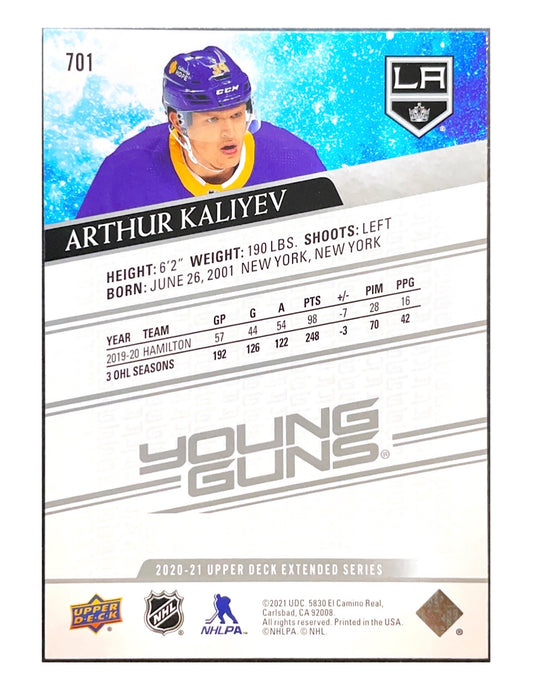Arthur Kaliyev 2020-21 Upper Deck Extended Series Young Guns #701