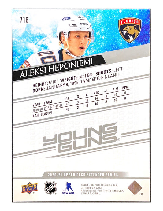 Aleksi Heponiemi 2020-21 Upper Deck Extended Series Young Guns #716