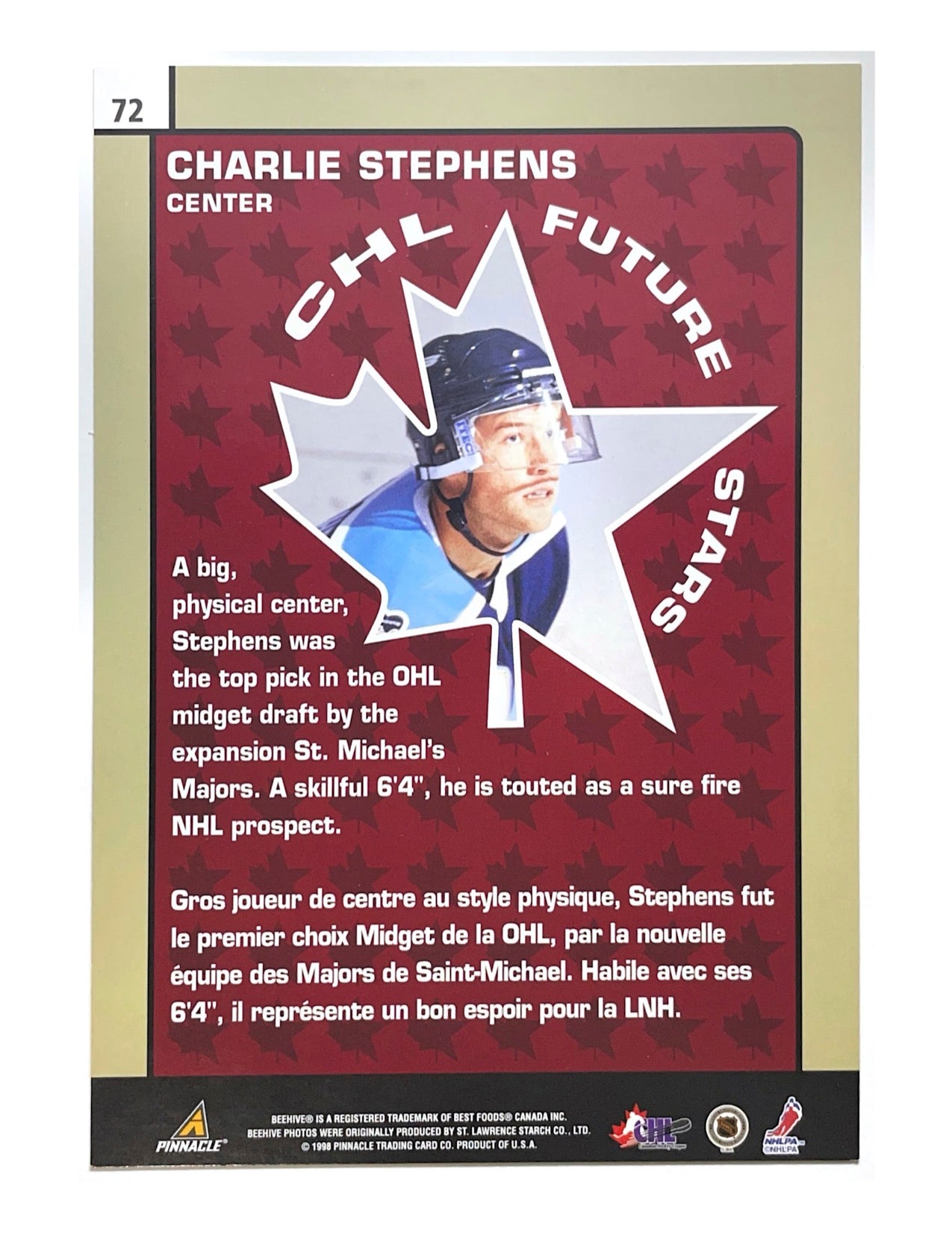Charlie Stephens 1997-98 Pinnacle Beehive CHL Fututre Stars Authentic Signature Jumbo 5x7 #72
