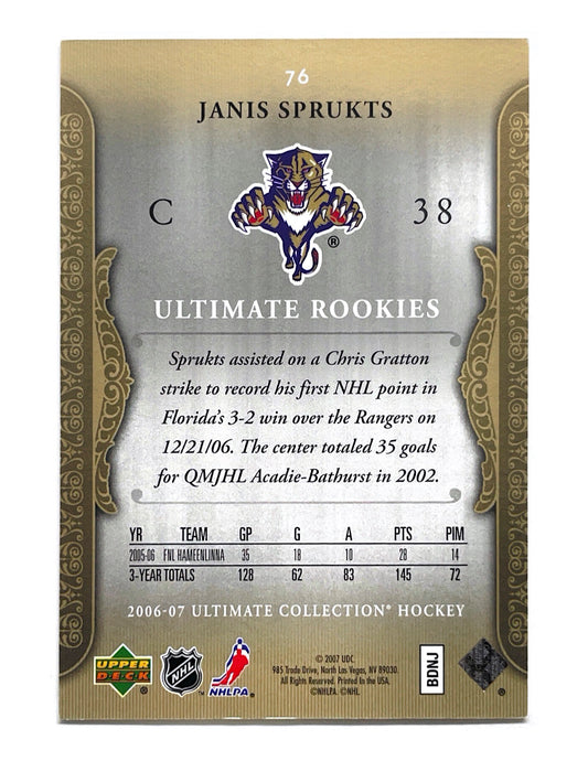 Janis Sprukts 2006-07 Upper Deck Ultimate Collection Ultimate Rookies #76 - 479/699