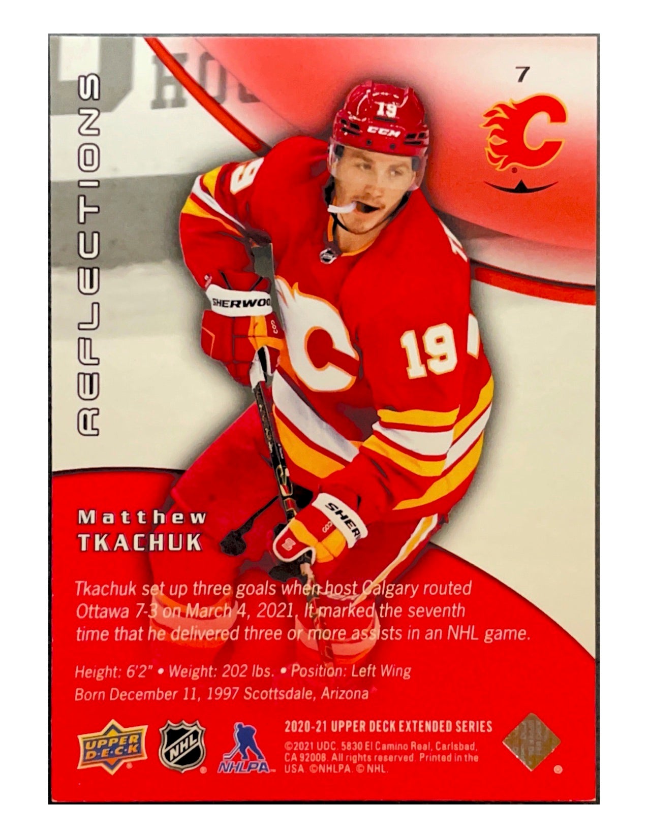 Matthew Tkachuk 2020-21 Upper Deck Extended Series Reflections Ruby #7 - 424/500