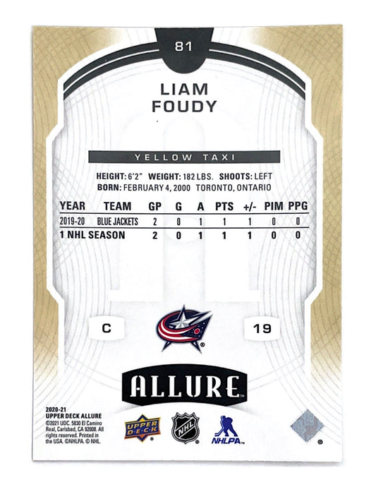 Liam Foudy 2020-21 Upper Deck Allure Rookie Yellow Taxi #81