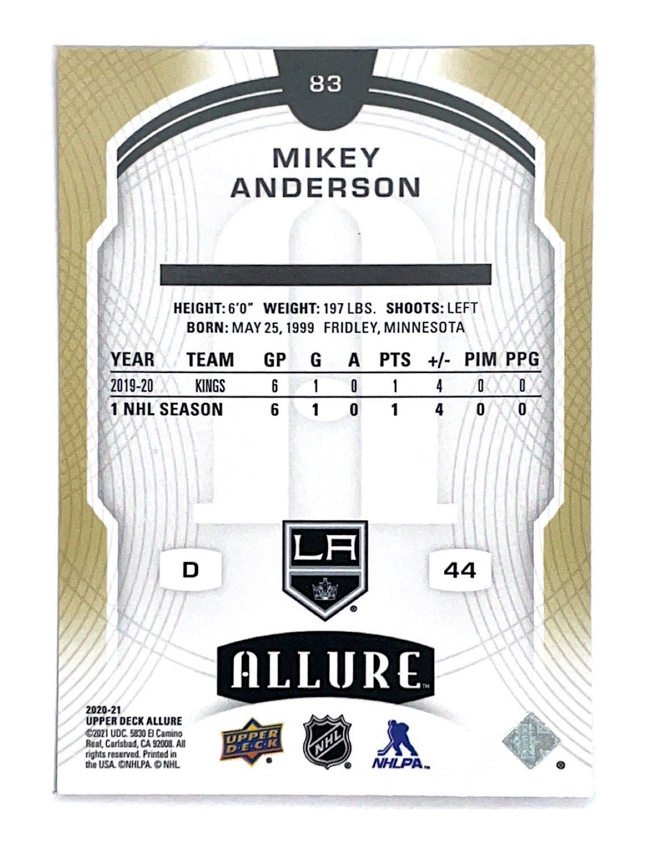 Mikey Anderson 2020-21 Upper Deck Allure Rookie #83