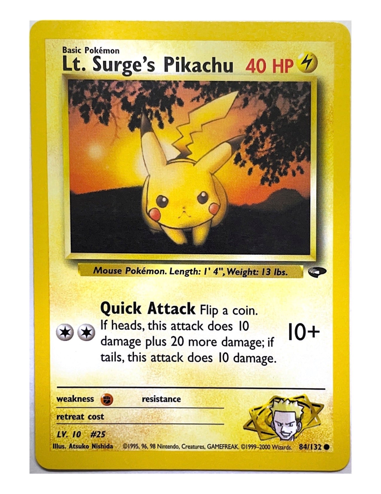 Lt. Surge's Pikachu 84/132 Common - Unlimited - Gym Challenge