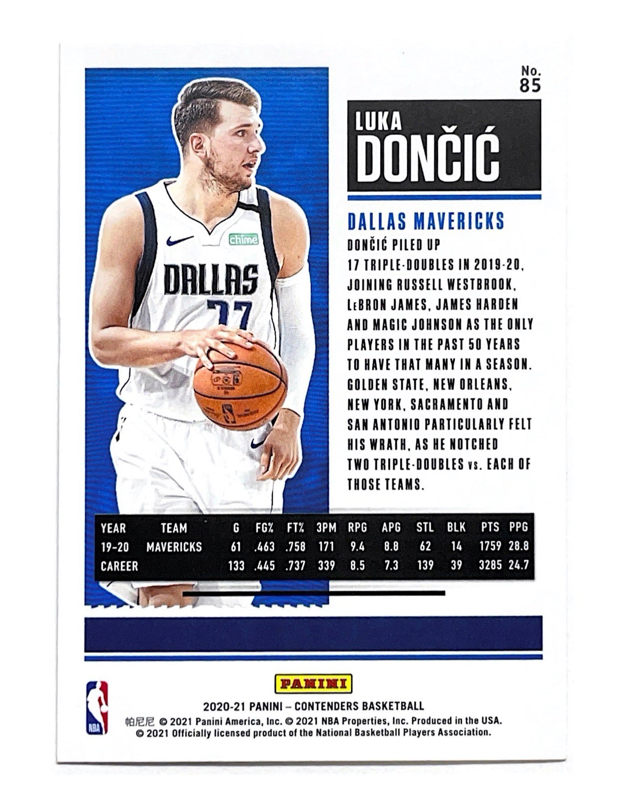 Luka Doncic 2020-21 Panini Contenders Game Ticket Bronze #85