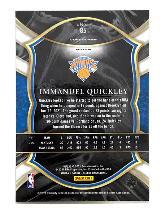 Immanuel Quickley 2020-21 Panini Select Concourse Cracked Ice #85