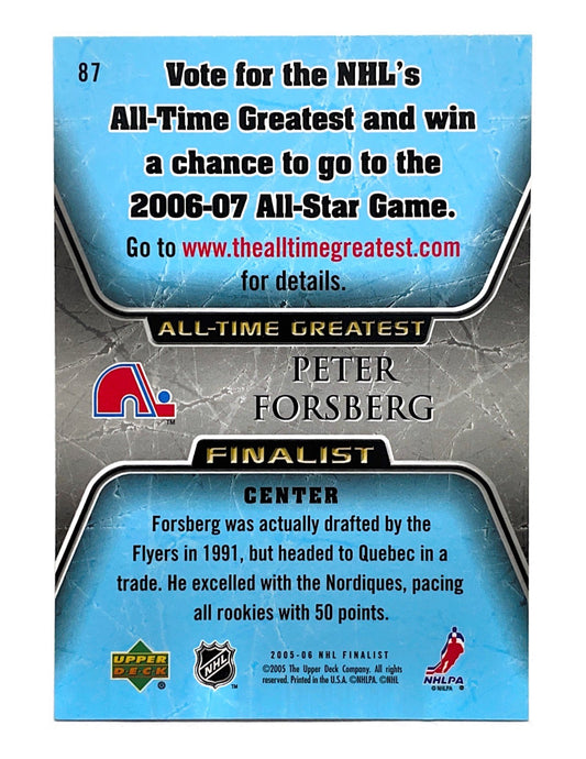 Peter Forsberg 2005-06 Upper Deck NHL Finalist Rookie #87