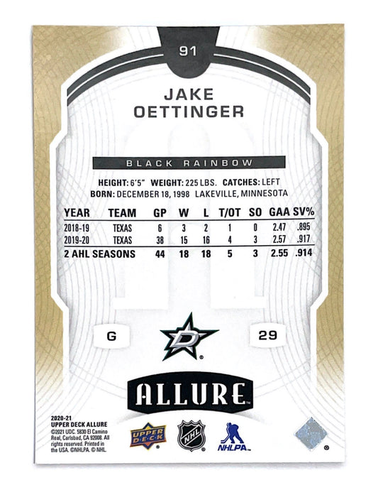 Jake Oettinger 2020-21 Upper Deck Allure Rookie Black Rainbow #91