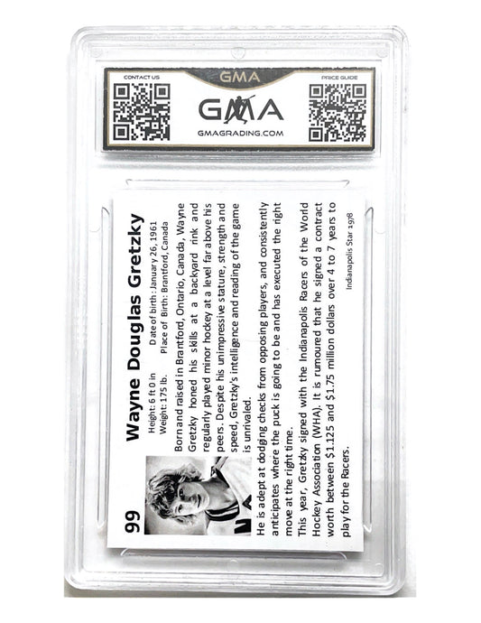 Wayne Gretzky 1978 Indianapolis Racers Rookie Card Reprint #99- GMA 10