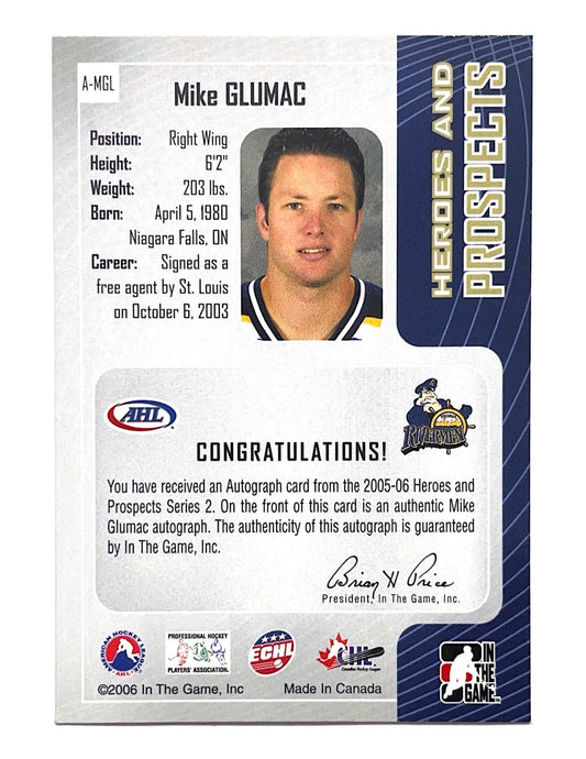 Mike Glumac 2005-06 In The Game Heroes And Prospects Autograph #A-MGL