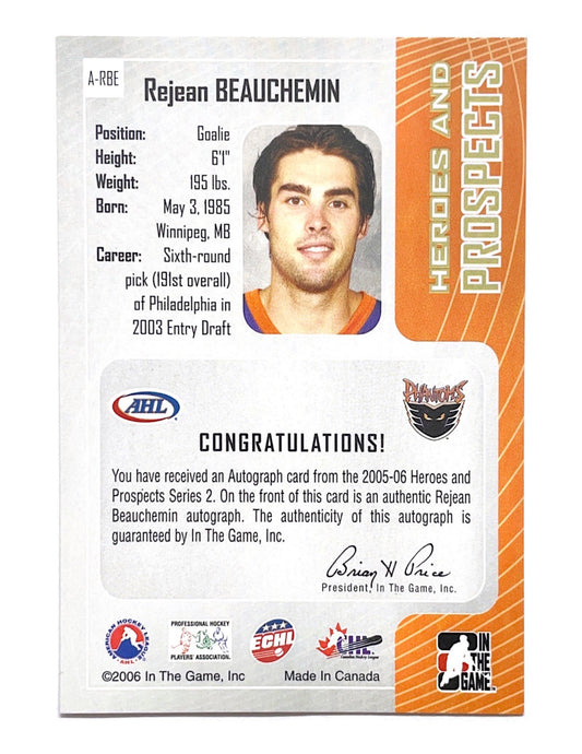 Rejean Beauchemin 2005-06 In The Game Heroes And Prospects Autograph #A-RBE